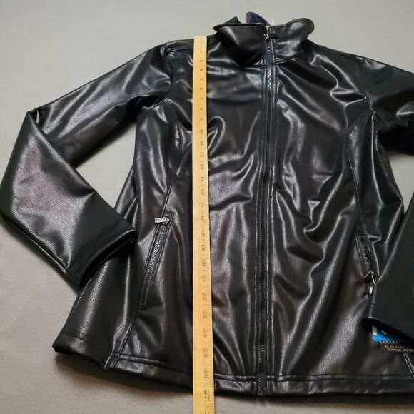 Columbia Omni-Heat waterproof black moto jacket, size large Faux Leather Sz L - Picture 13 of 14